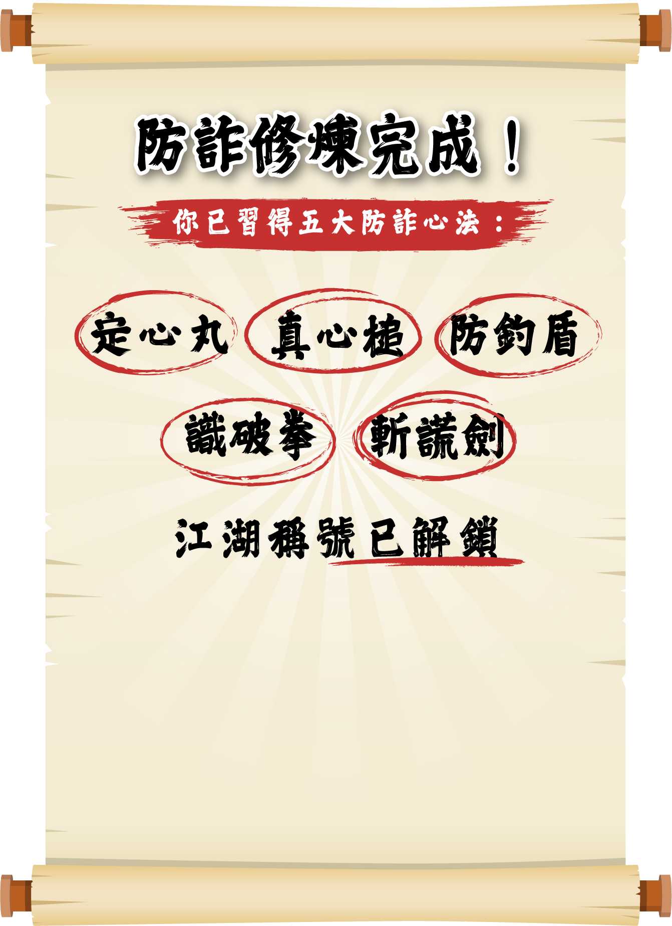 防詐試煉完成